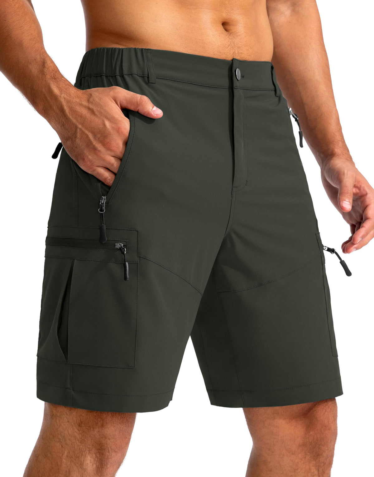 Pudolla Men's Hiking Cargo Shorts 9"/7"/11" Lightweight Outdoor Shorts for Men Trip Golf Camping Casual with 5 Zipper Pockets