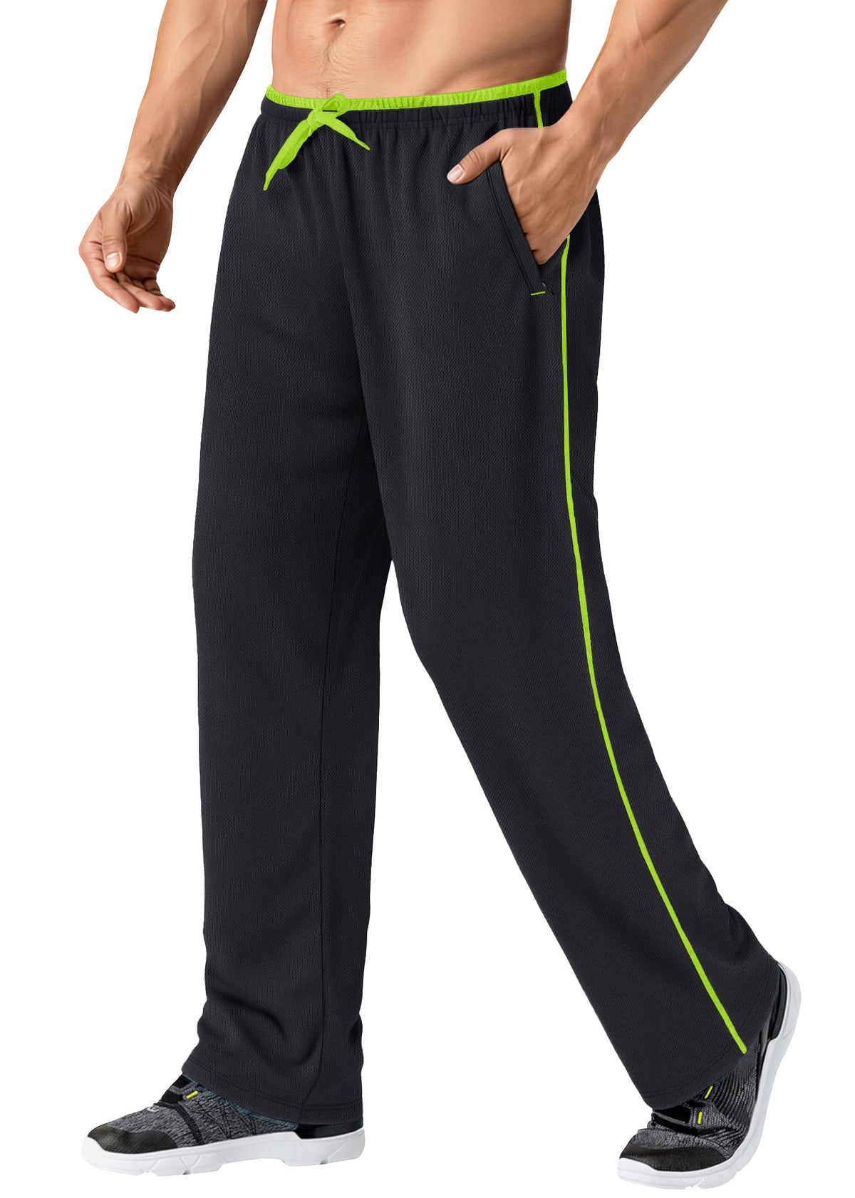 MAGNIVIT Men's Lightweight Sweatpants Loose Open Bottom Mesh Athletic Pant