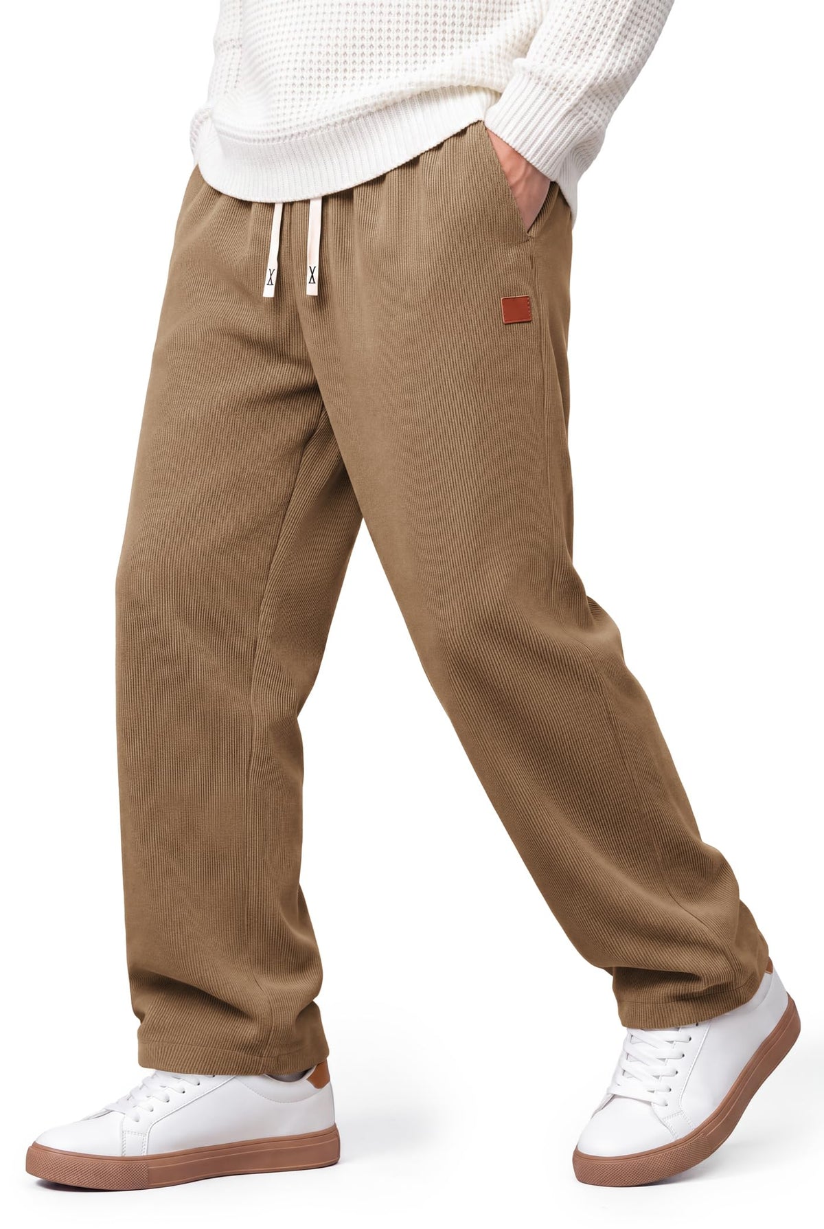 COOFANDY Mens Corduroy Pants Casual Elastic Waist Drawstring Sweatpants