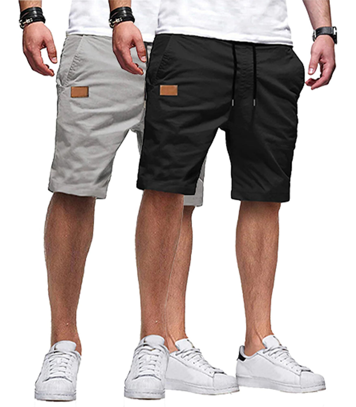 JMIERR Mens Cotton Stretch Shorts Casual Drawstring Twill Chino Shorts