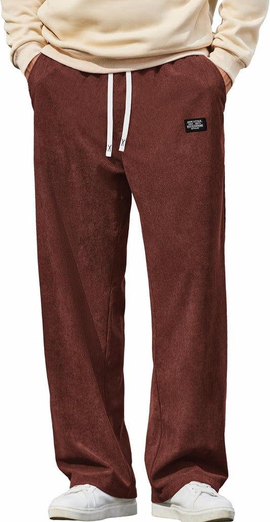 COOFANDY Mens Casual Corduroy Pants Baggy Sweatpants Loose Fit Wide Leg