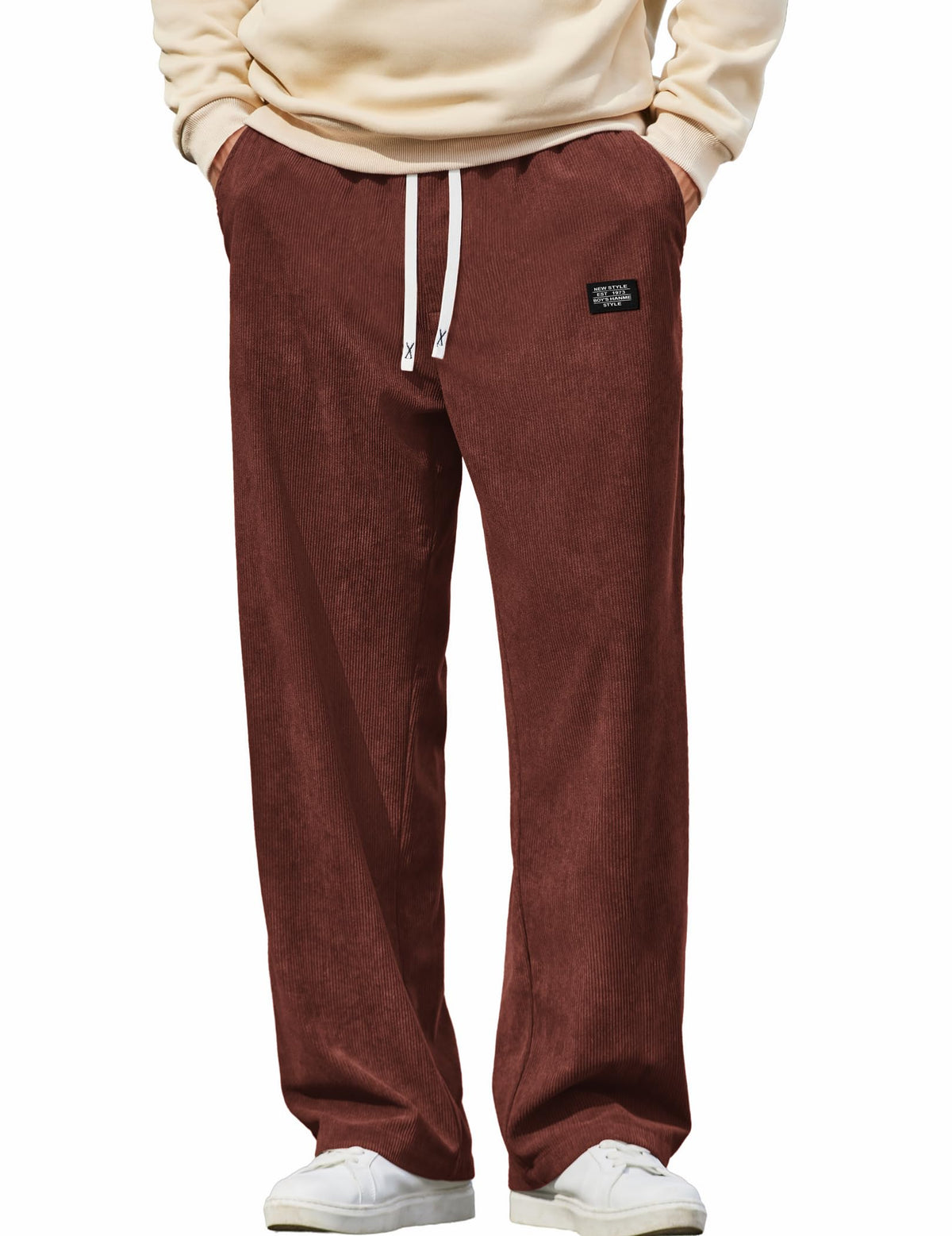 COOFANDY Mens Casual Corduroy Pants Baggy Sweatpants Loose Fit Wide Leg