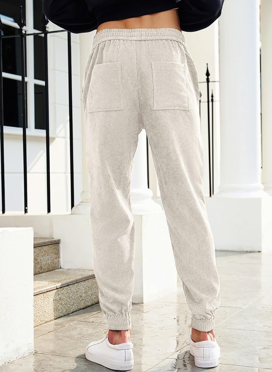 JMIERR Mens Corduroy Drawstring Sweatpants Casual Joggers Relaxed Fit Pants