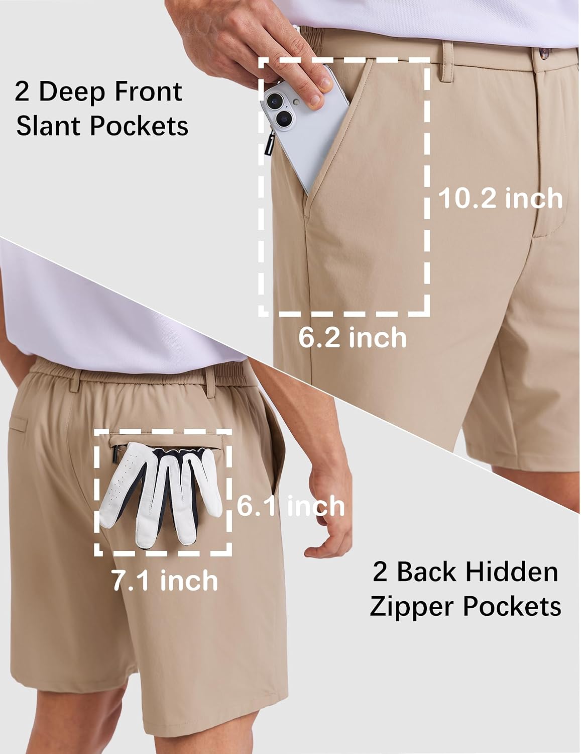 COOFANDY Men Casual Shorts 7" Stretch Quick Dry Golf Shorts with 4 Pockets