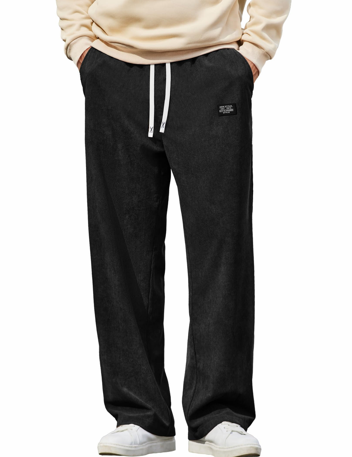 COOFANDY Mens Casual Corduroy Pants Baggy Sweatpants Loose Fit Wide Leg