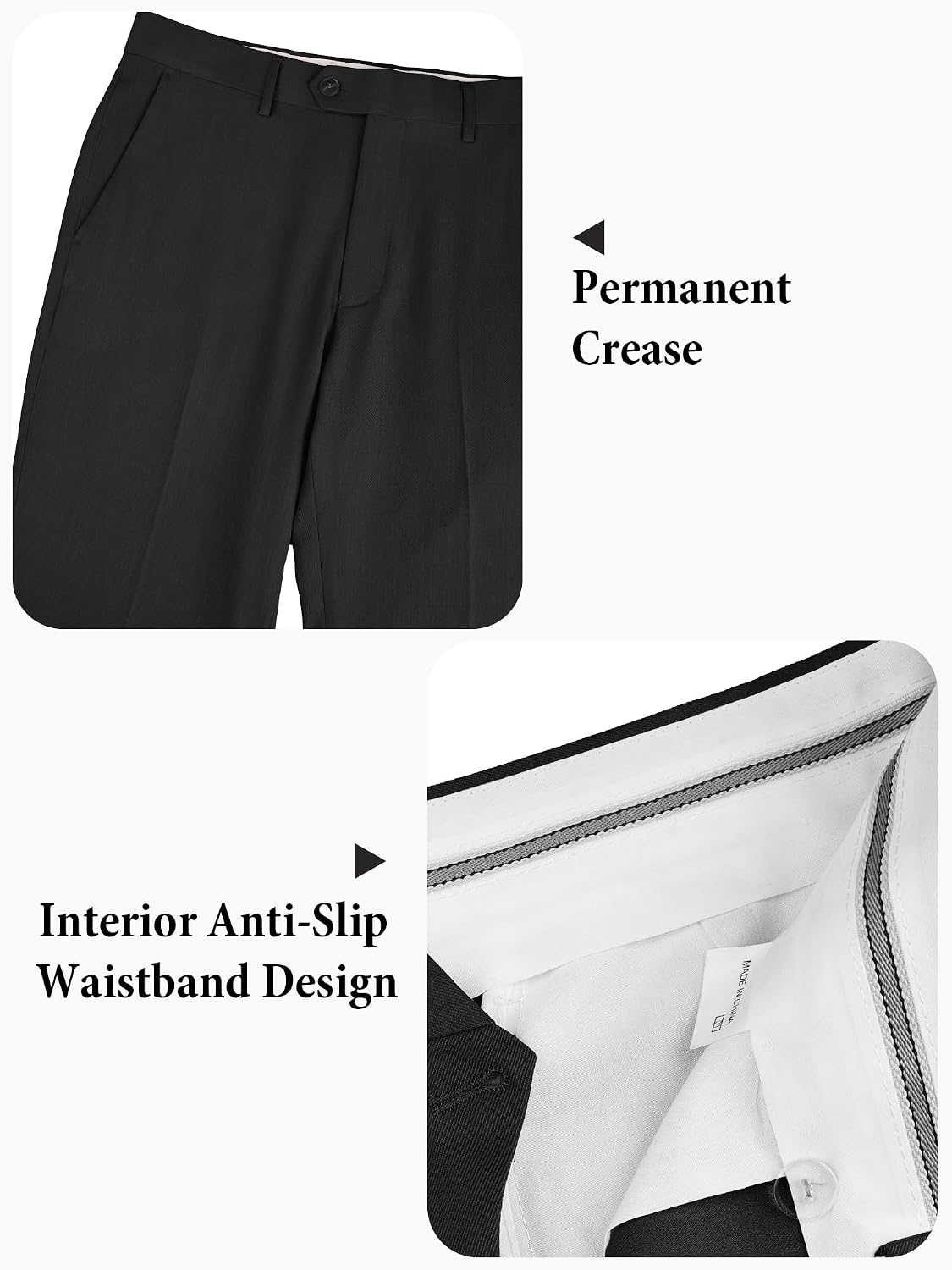 PLEPAN Men's Classic Fit Dress Pants Wrinkle‑Resistant