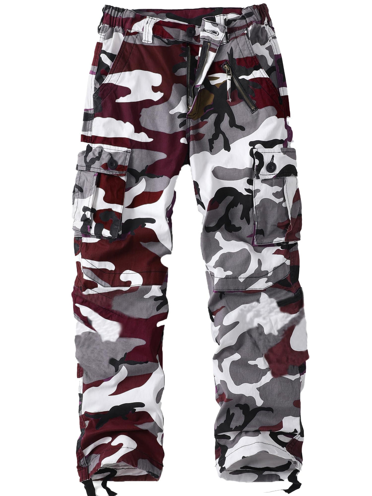Men's Camo Cargo Work Pants Cotton Tactical Ripstop Casual Combat Pants with 8 Pockets
