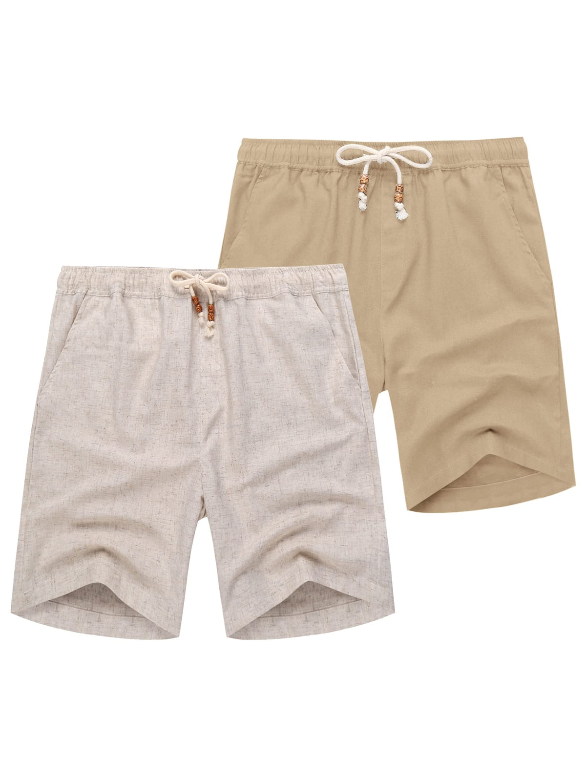 COOFANDY Men's Linen Shorts Casual Summer Beach 9"/ 7" Drawstring Shorts