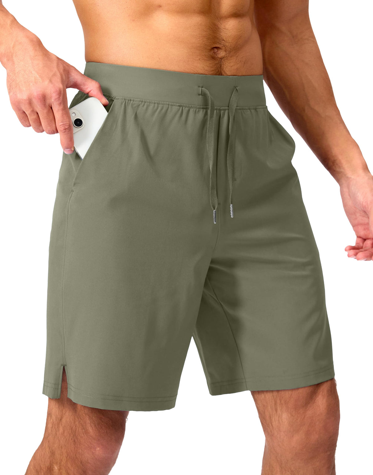 Soothfeel Men's Athletic Running Shorts Zipper Pockets 9"/7"/5 Workout Gym