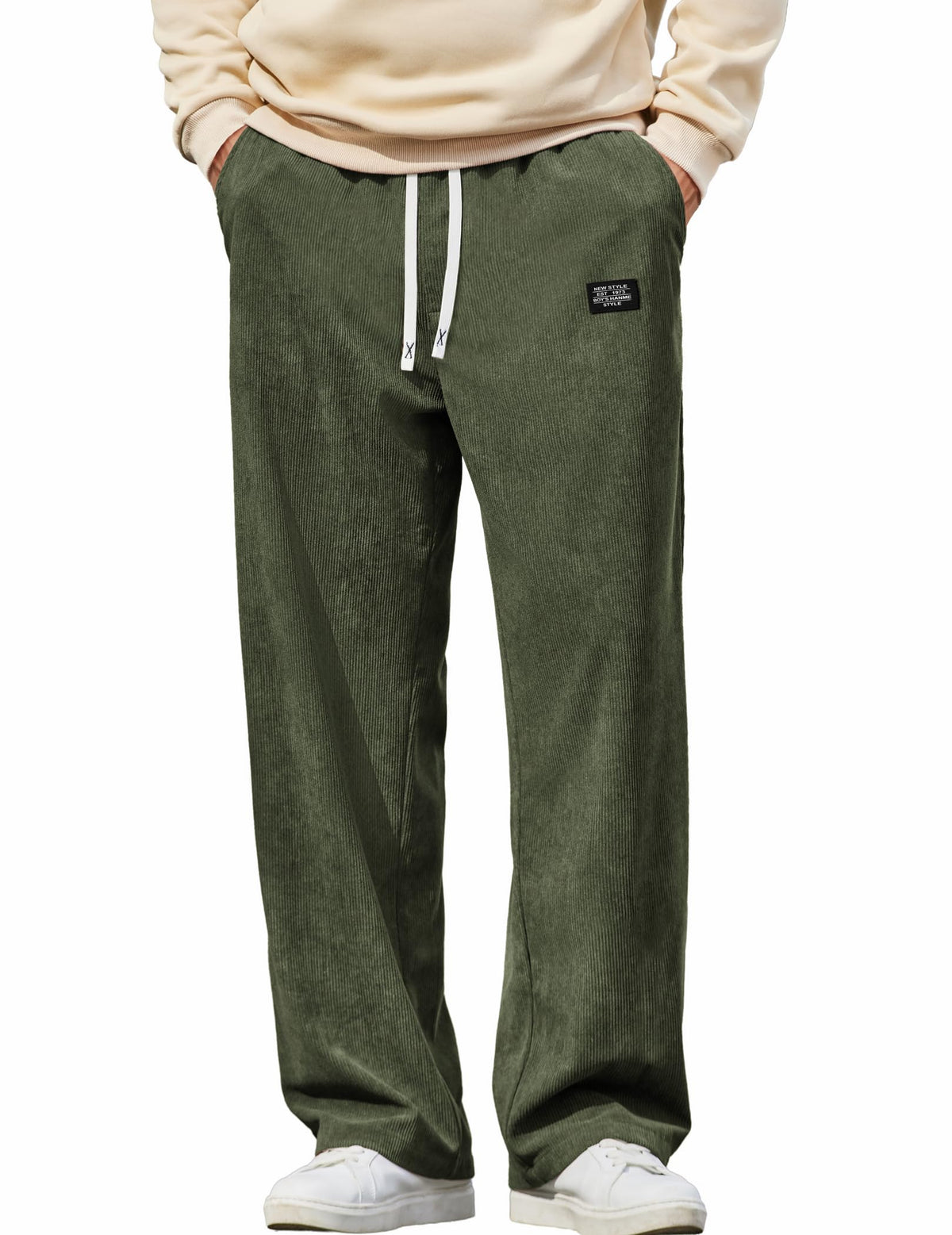 COOFANDY Mens Casual Corduroy Pants Baggy Sweatpants Loose Fit Wide Leg