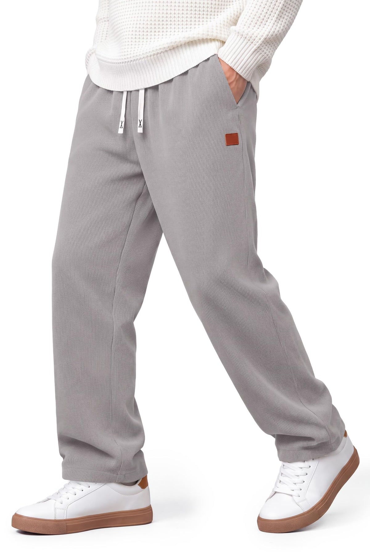 COOFANDY Mens Corduroy Pants Casual Elastic Waist Drawstring Sweatpants