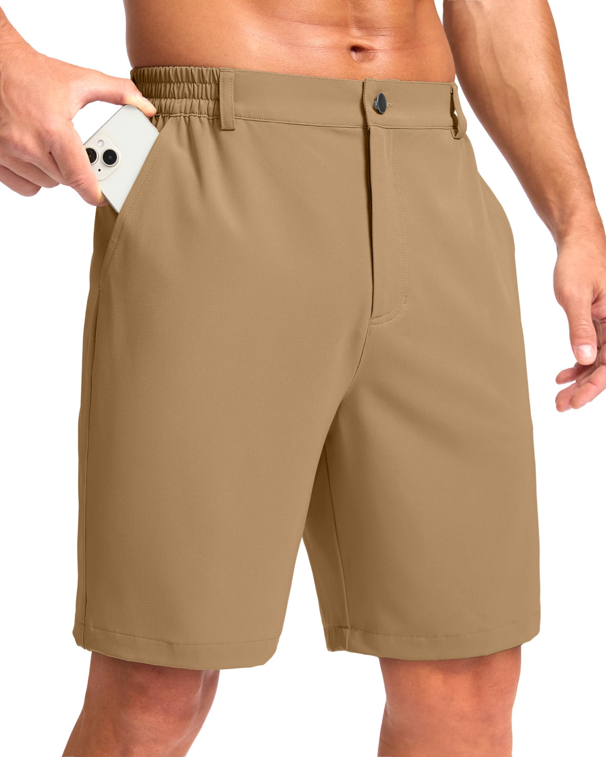 Pudolla Men's Casual Shorts 7"/9"/5" Lightweight Golf Shorts with 3 Pockets Stretch Quick Dry Comfy Work Shorts