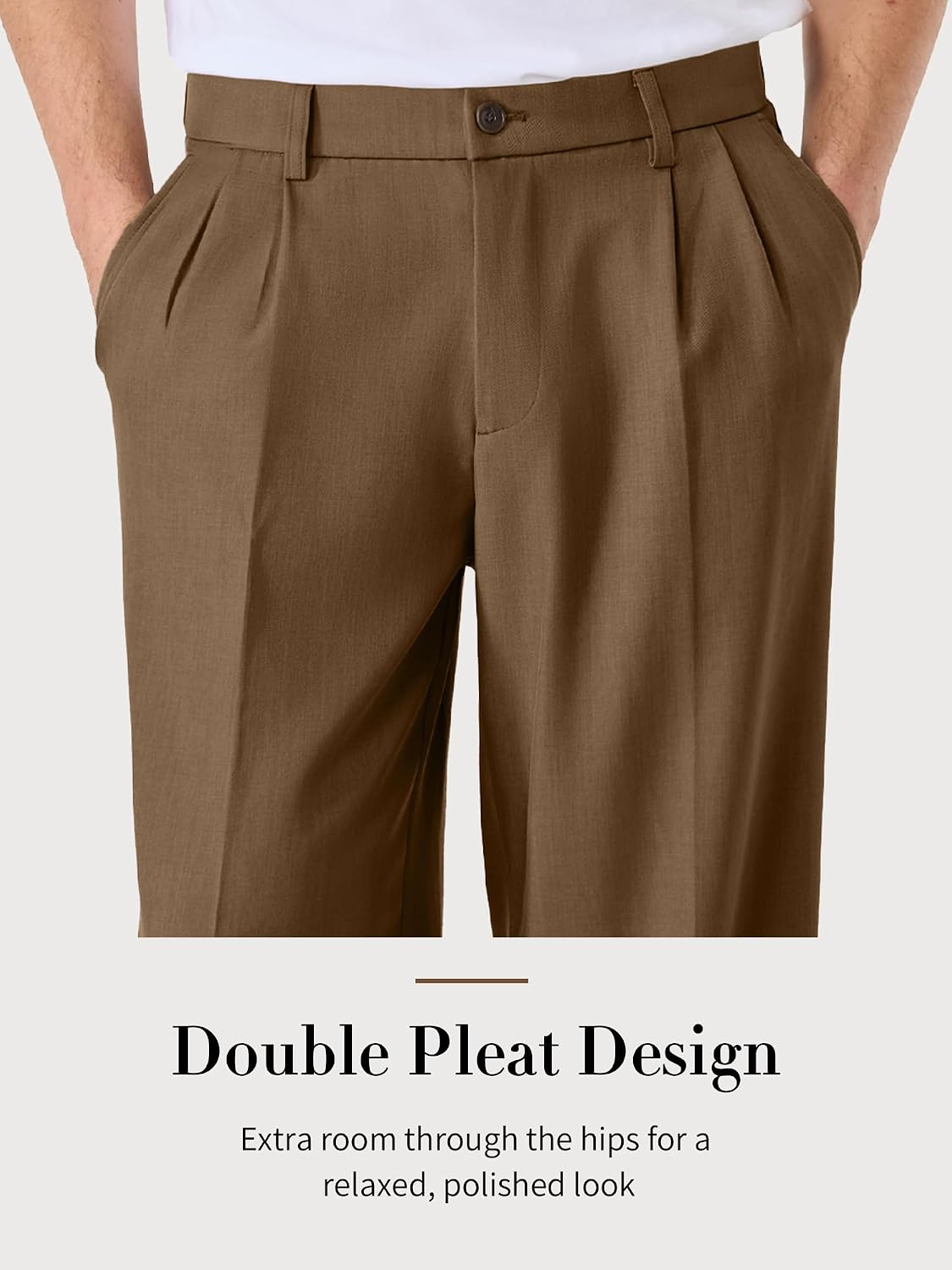 Comdecevis Men's Pleated Wide Leg Relaxed Fit Dress Pants