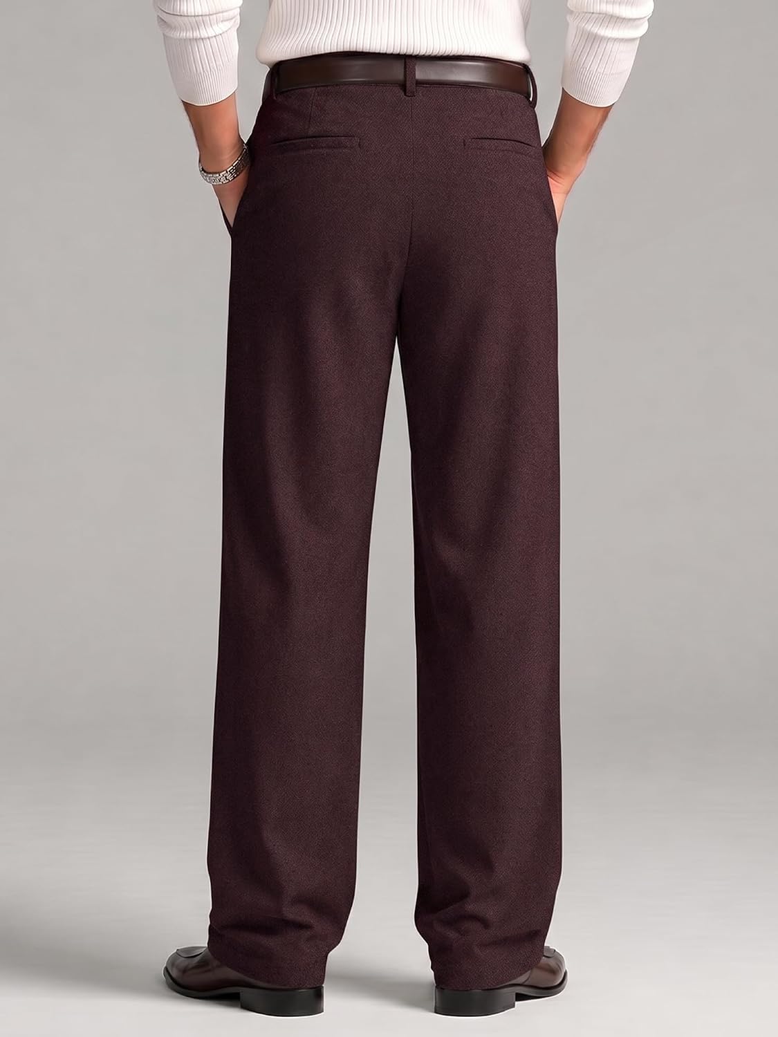 JMIERR Men's Baggy Pleated Wide Leg Loose Fit Brushed Casual Dress Pants