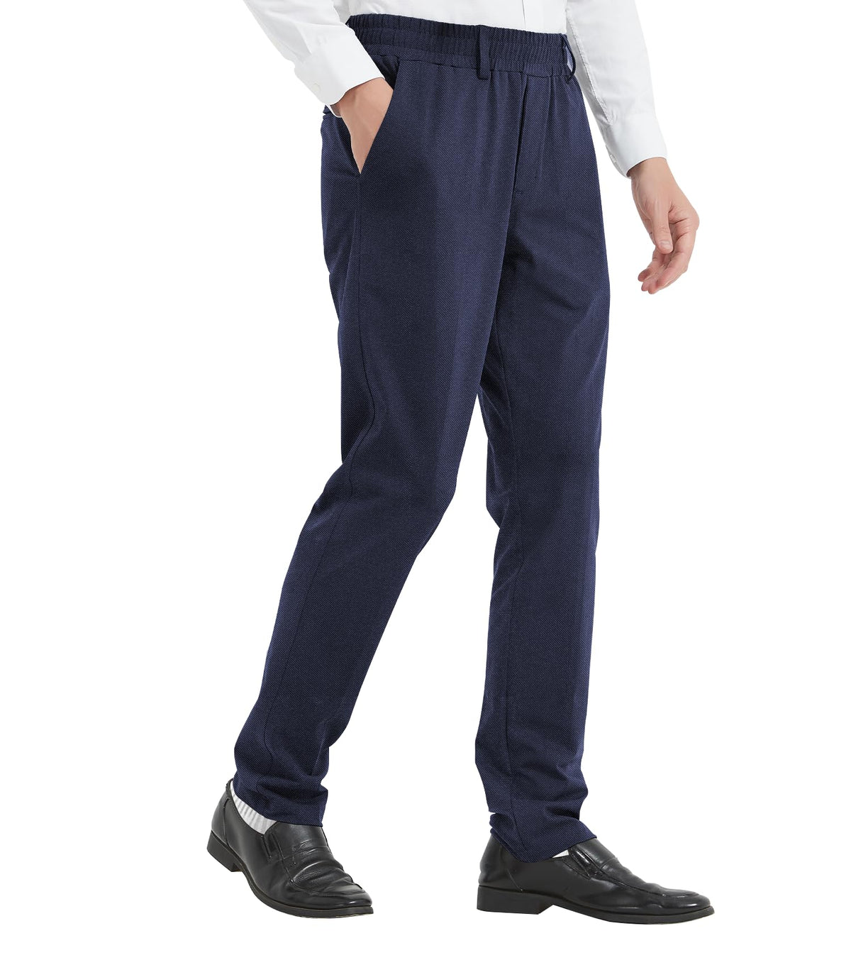 LETAOTAO Mens Elastic Waist Pants for Seniors High Stretch Expandable Waist Slacks for Elderly with Magnet Button