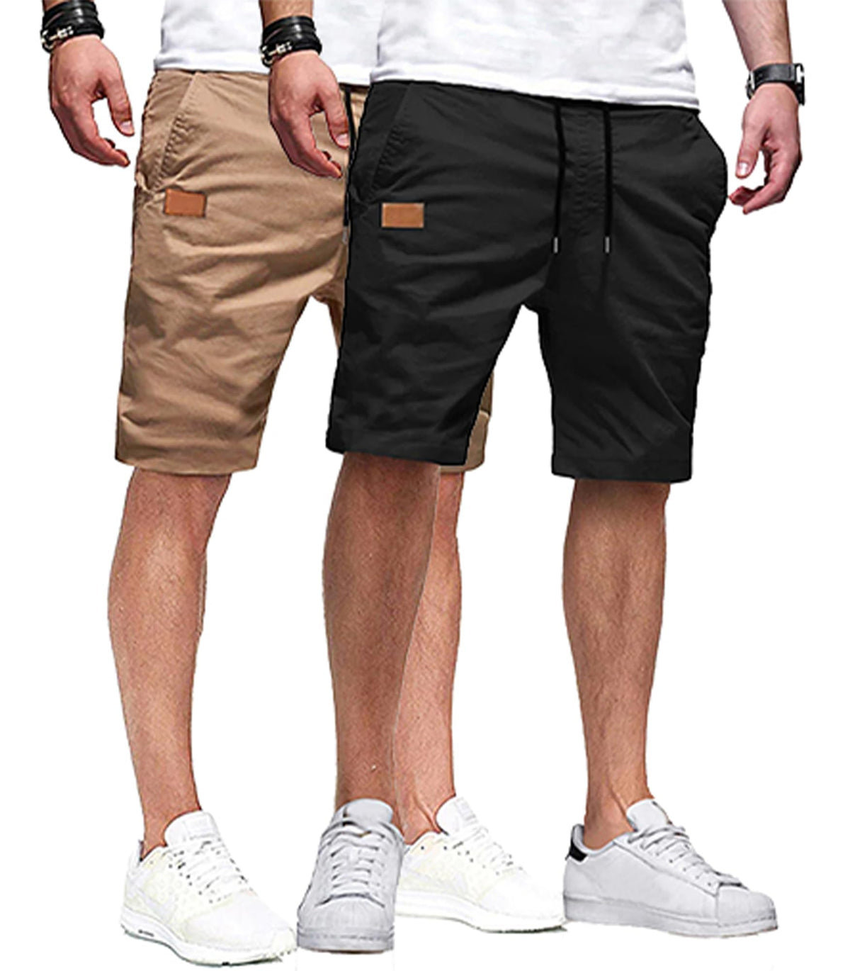 JMIERR Mens Cotton Stretch Shorts Casual Drawstring Twill Chino Shorts