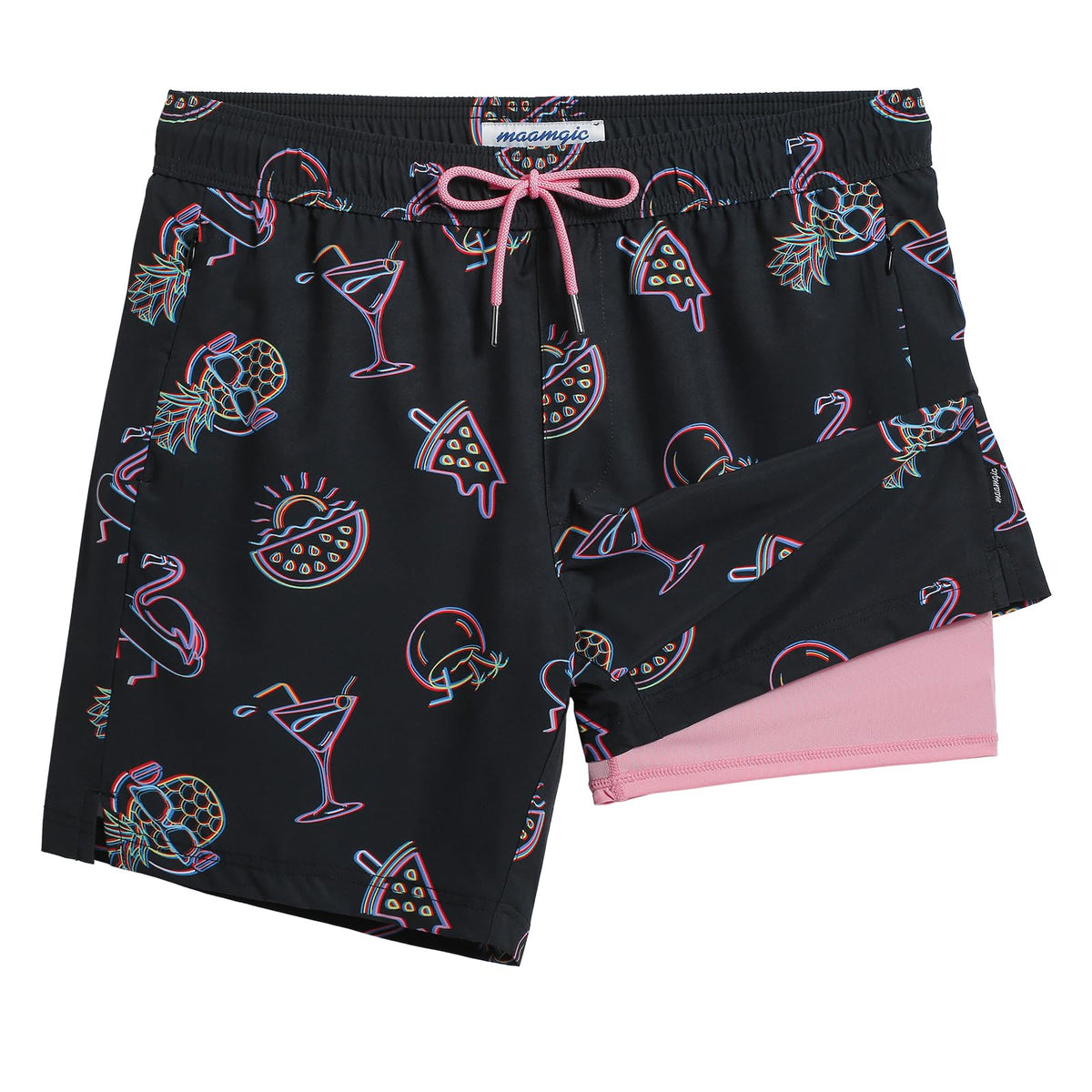 maamgic 2 in 1 Mens Swim Trunks 7 Inch Swim Shorts Swim Suits Board Shorts