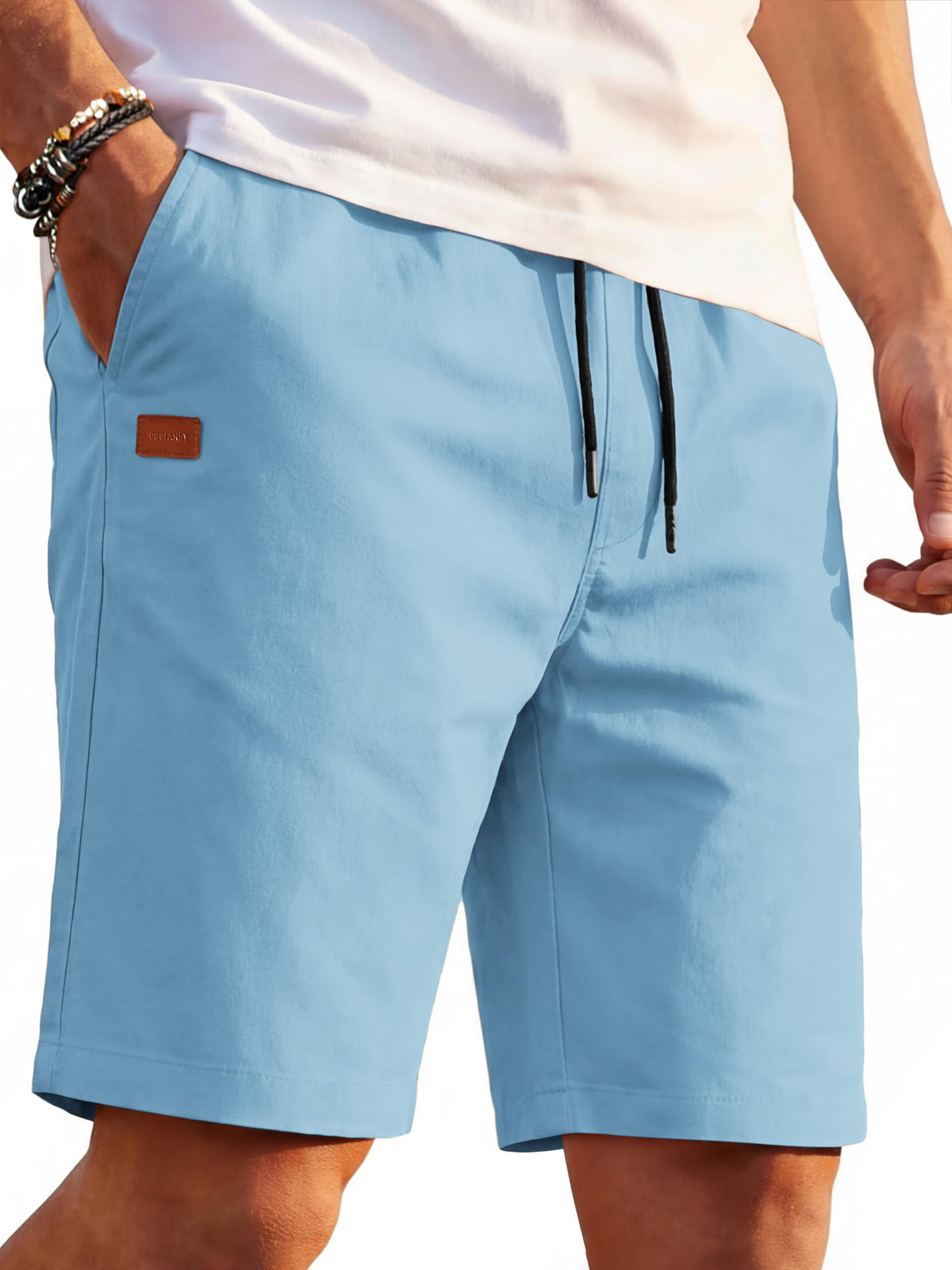COOFANDY Mens Casual Cotton 9'' Shorts Drawstring Summer Beach Chino Shorts