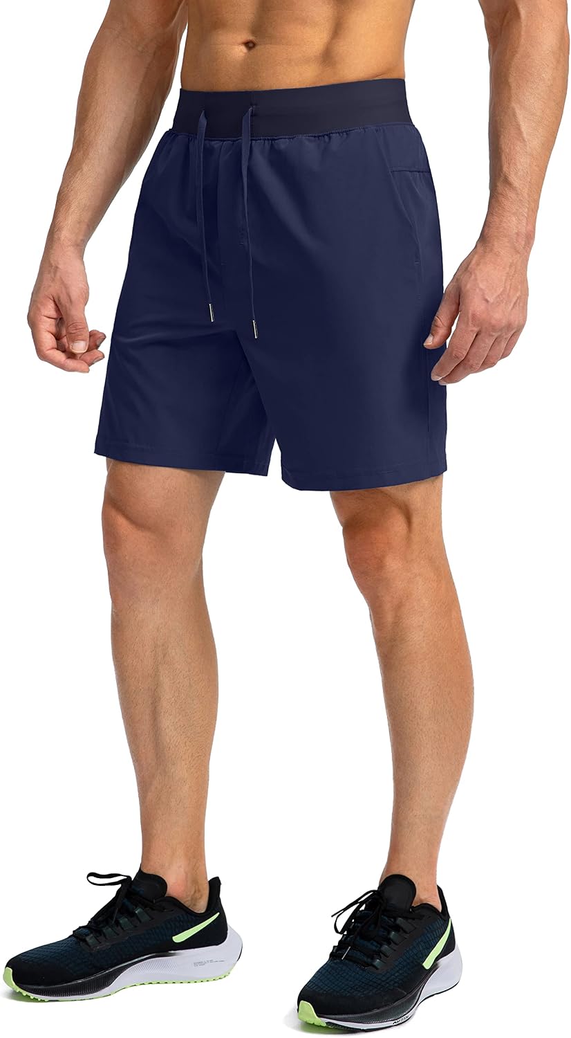 Soothfeel Men's Athletic Running Shorts Zipper Pockets 9"/7"/5 Workout Gym