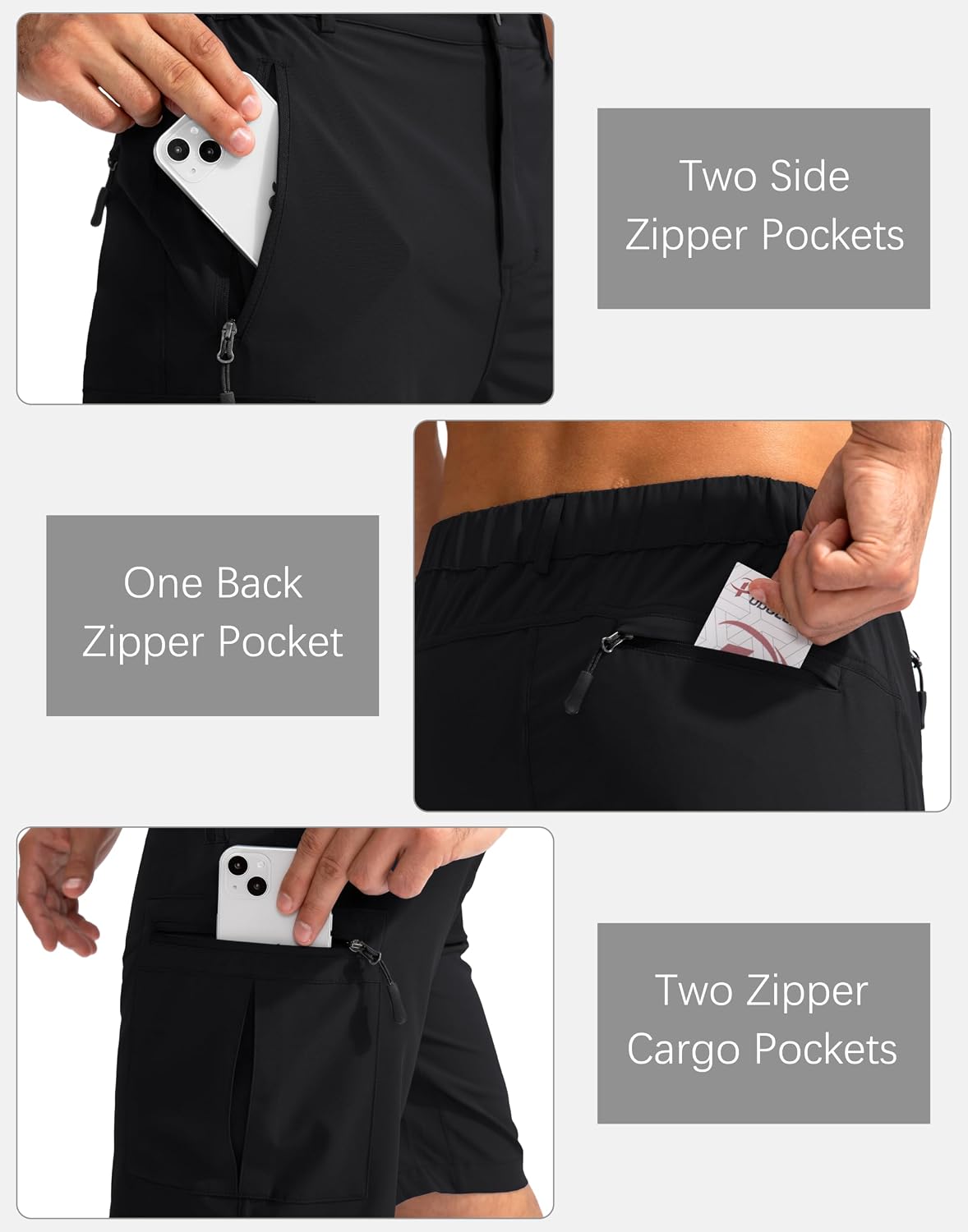 Pudolla Men's Hiking Cargo Shorts 9"/7"/11" Lightweight Outdoor Shorts for Men Trip Golf Camping Casual with 5 Zipper Pockets