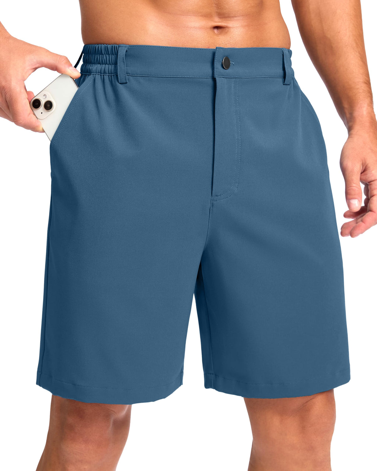Pudolla Men's Casual Shorts 7"/9"/5" Lightweight Golf Shorts with 3 Pockets Stretch Quick Dry Comfy Work Shorts