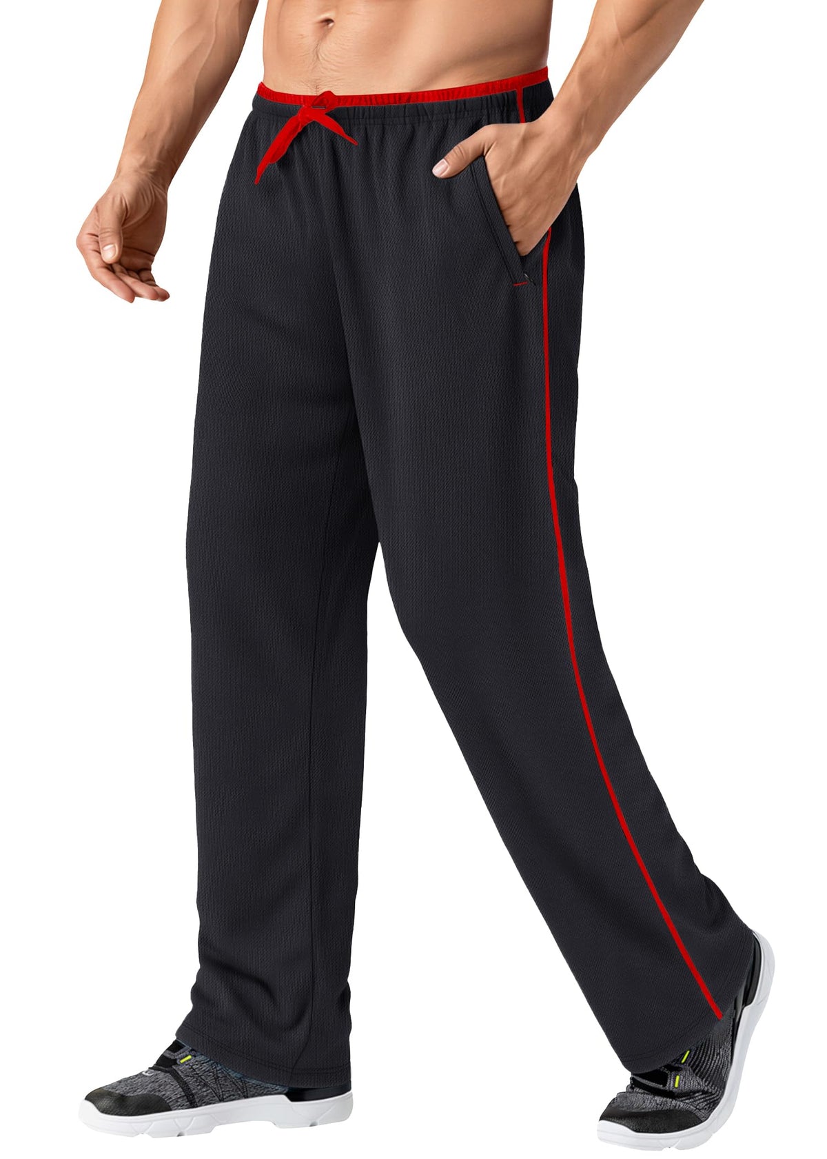 MAGNIVIT Men's Lightweight Sweatpants Loose Open Bottom Mesh Athletic Pant