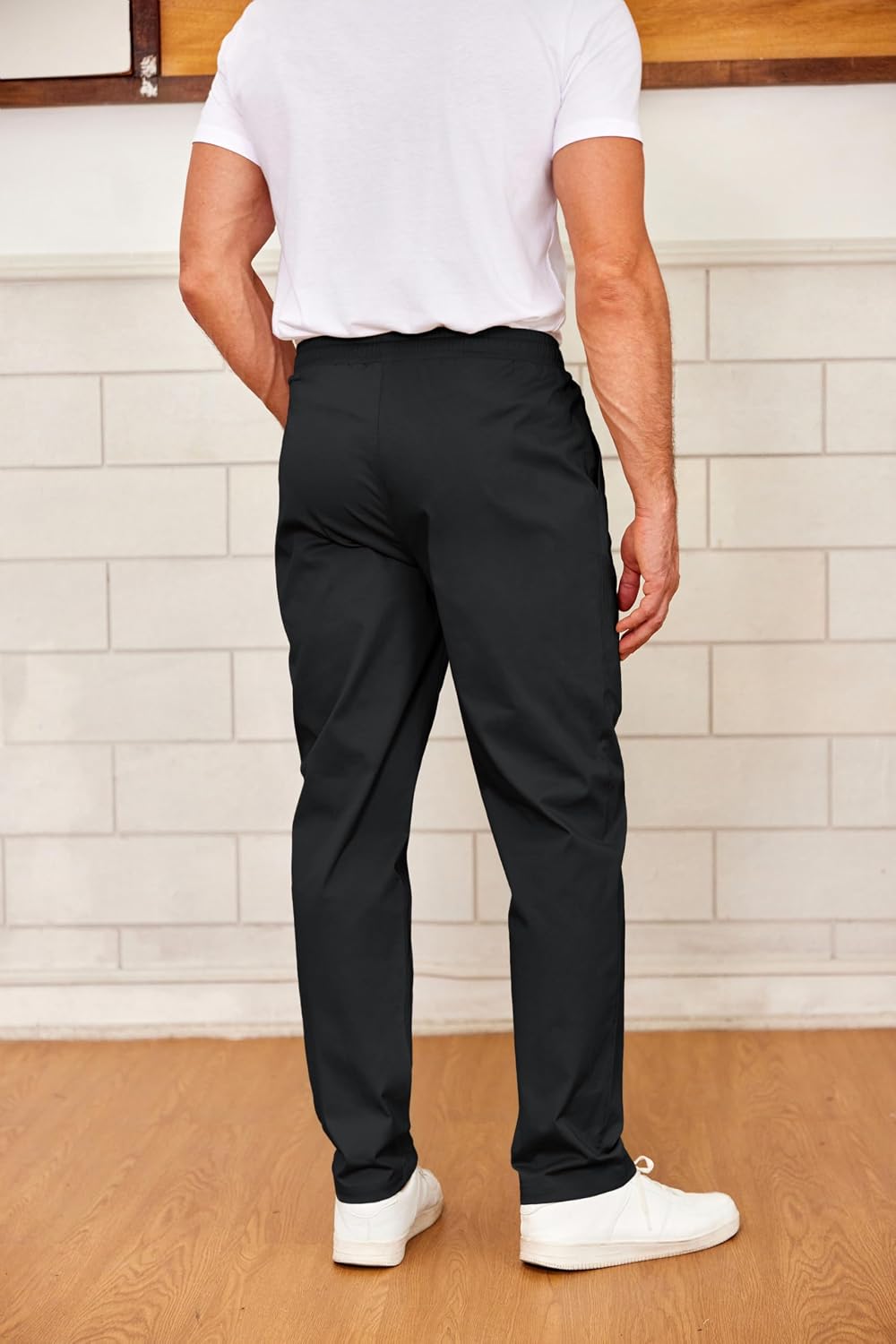 COOFANDY Men's Drawstring Casual Pants Cotton Twill Elastic Waist Chino Pants