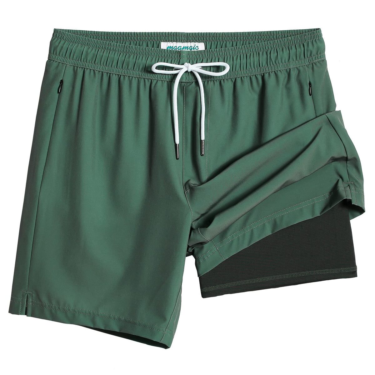 maamgic 2 in 1 Mens Swim Trunks 7 Inch Swim Shorts Swim Suits Board Shorts