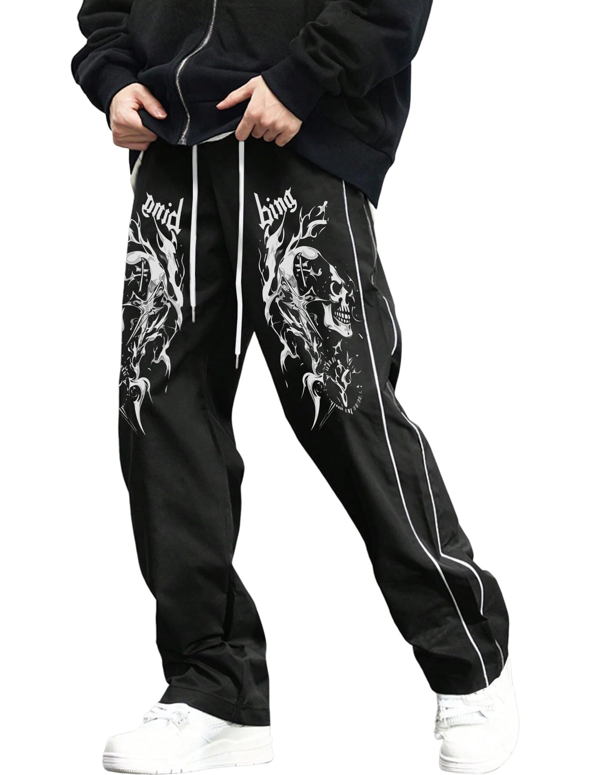 ZAFUL Mens Casual Sweatpants Stripe Drawstring Letter Y2K Baggy Track Pants