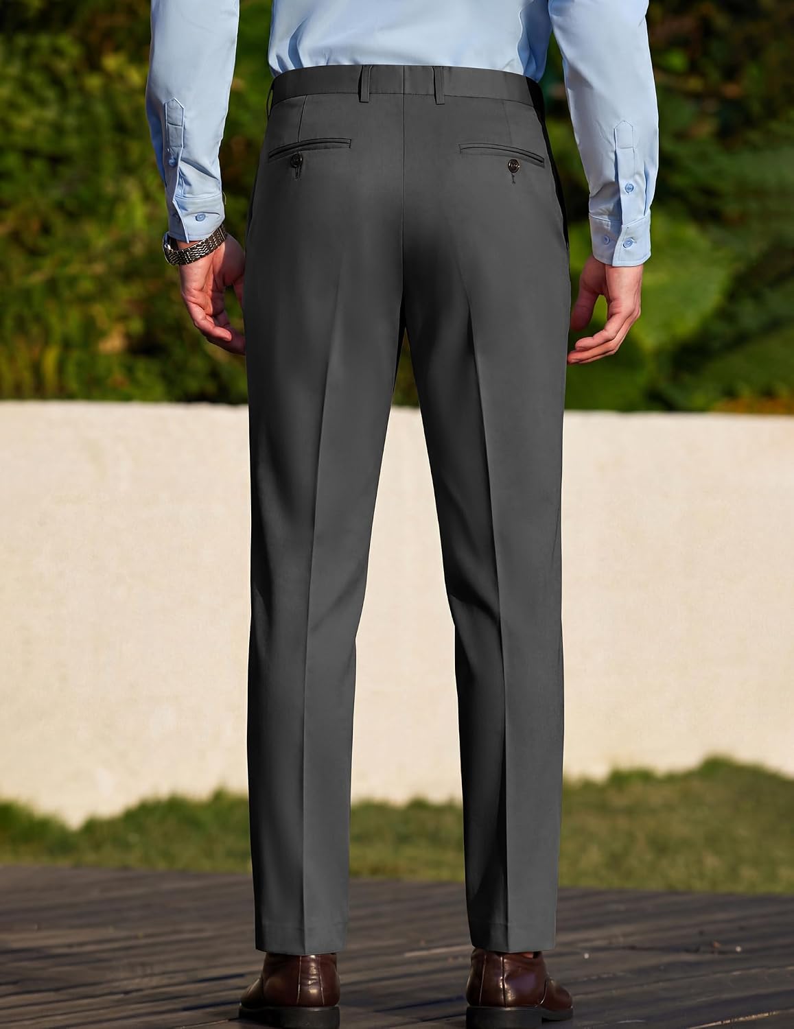 COOFANDY Men Dress Pants Slim Fit Suit Pants Expandable Waist Casual Slacks