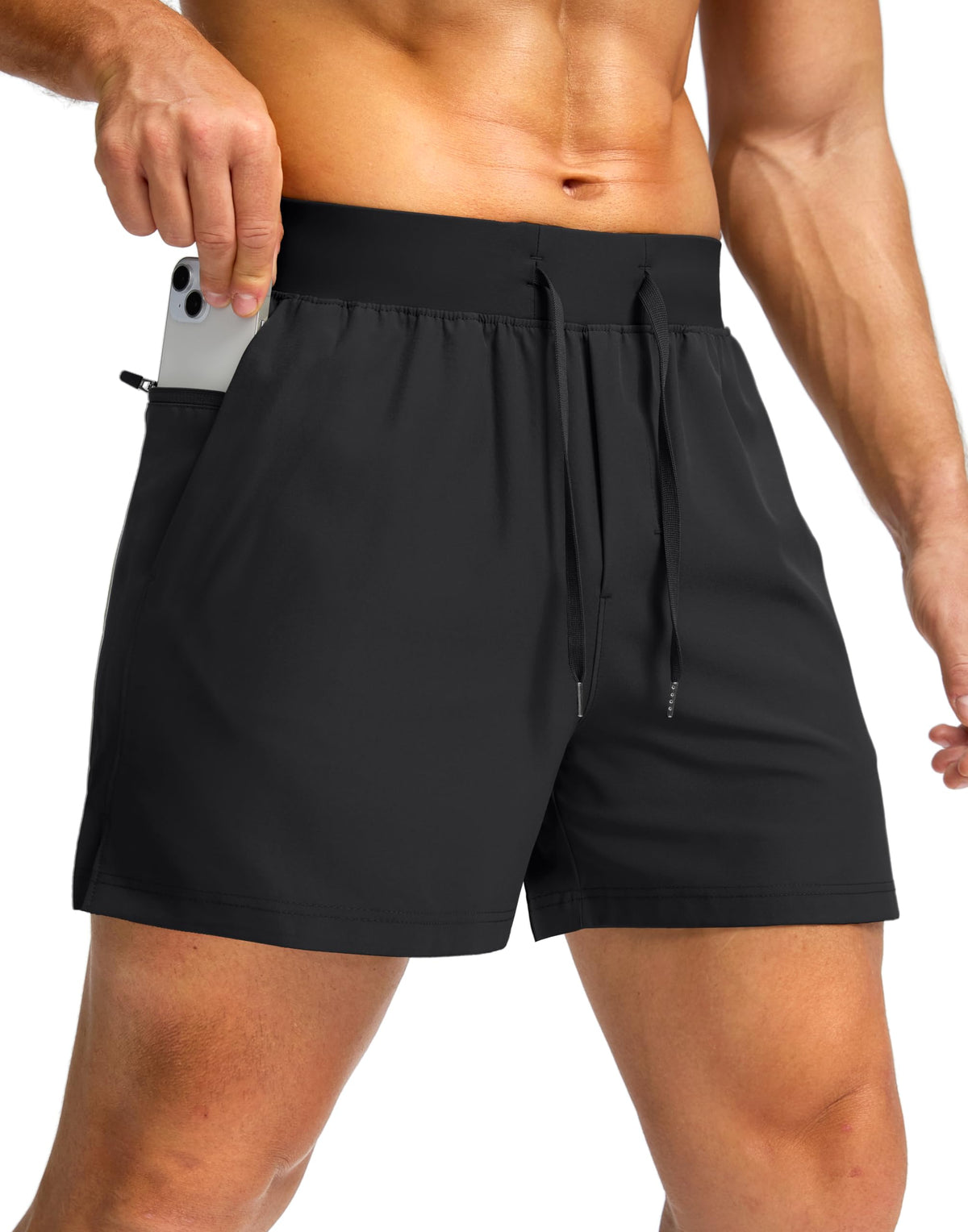 Soothfeel Men's Athletic Running Shorts Zipper Pockets 9"/7"/5 Workout Gym
