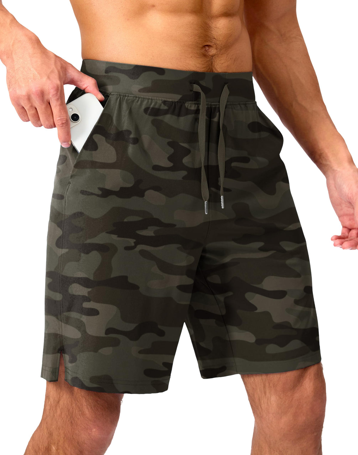 Soothfeel Men's Athletic Running Shorts Zipper Pockets 9"/7"/5 Workout Gym