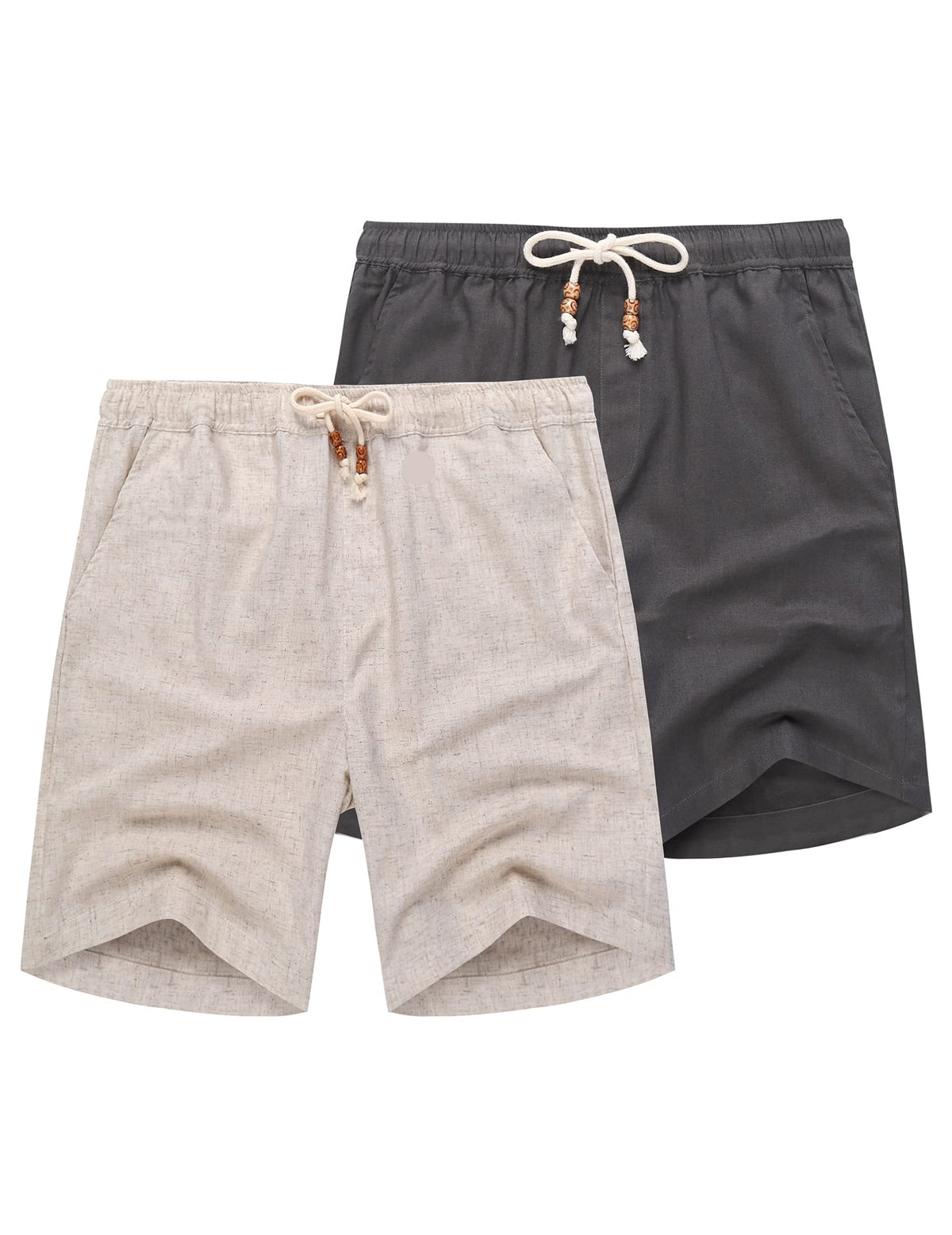 COOFANDY Men's Linen Shorts Casual Summer Beach 9"/ 7" Drawstring Shorts