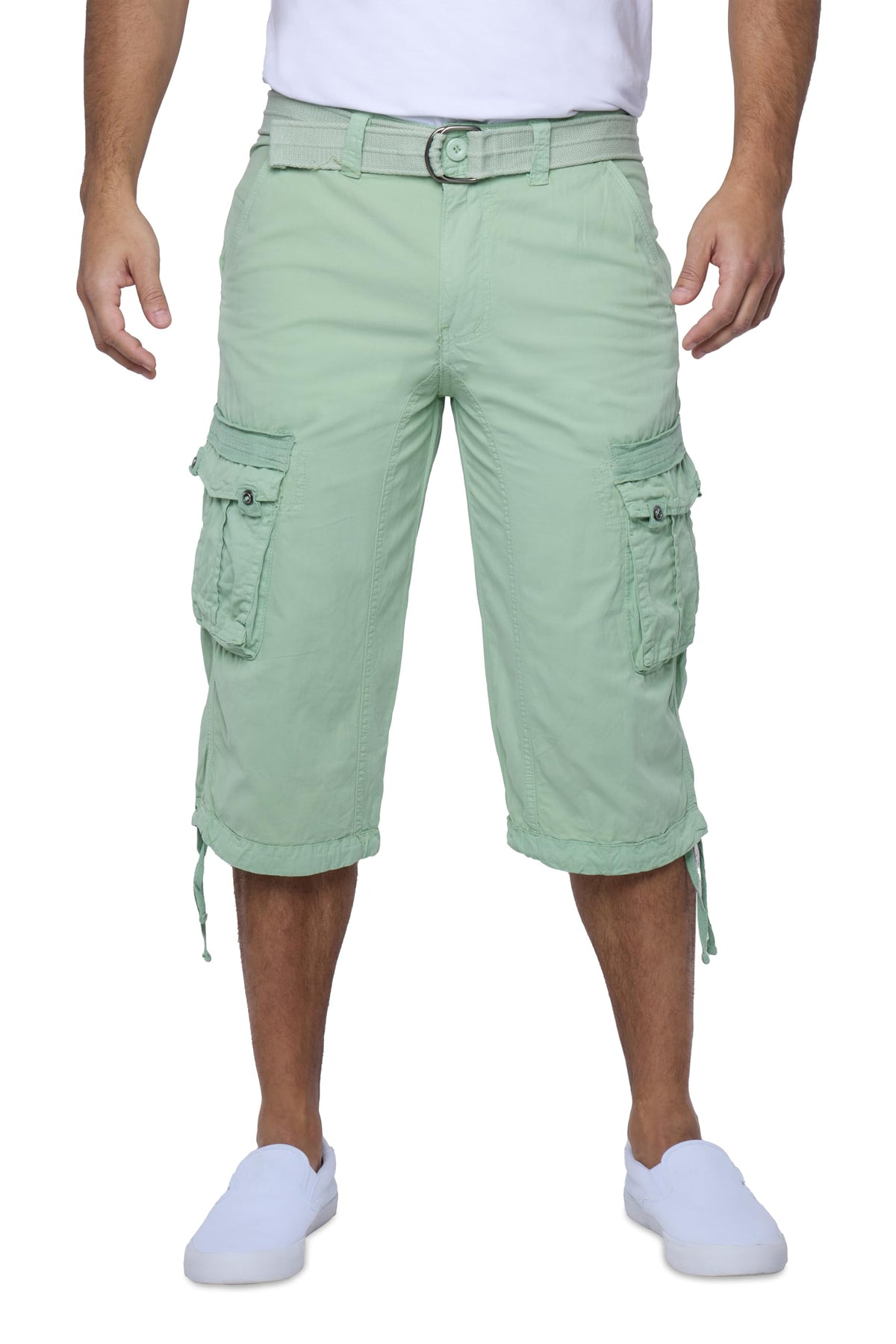 X RAY Men's Belted Long Cargo Shorts for Men, Below Knee Length Mens Cargo Shorts, 3/4 Pants (Big and Tall Shorts for Men)