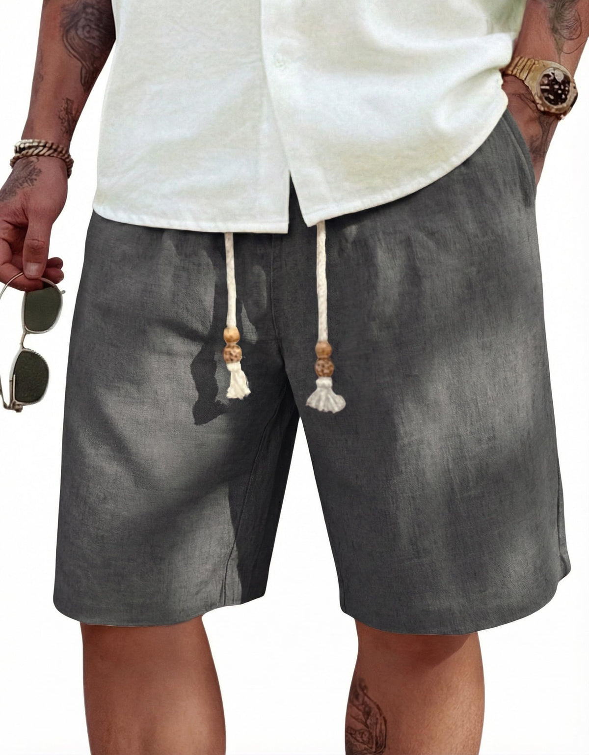 COOFANDY Men's Linen Shorts Casual Summer Beach 9"/ 7" Drawstring Shorts