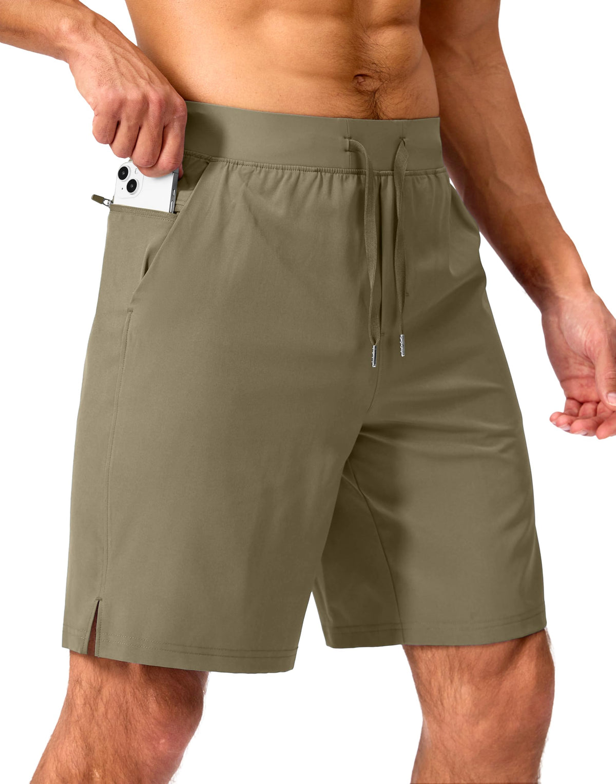 Soothfeel Men's Athletic Running Shorts Zipper Pockets 9"/7"/5 Workout Gym