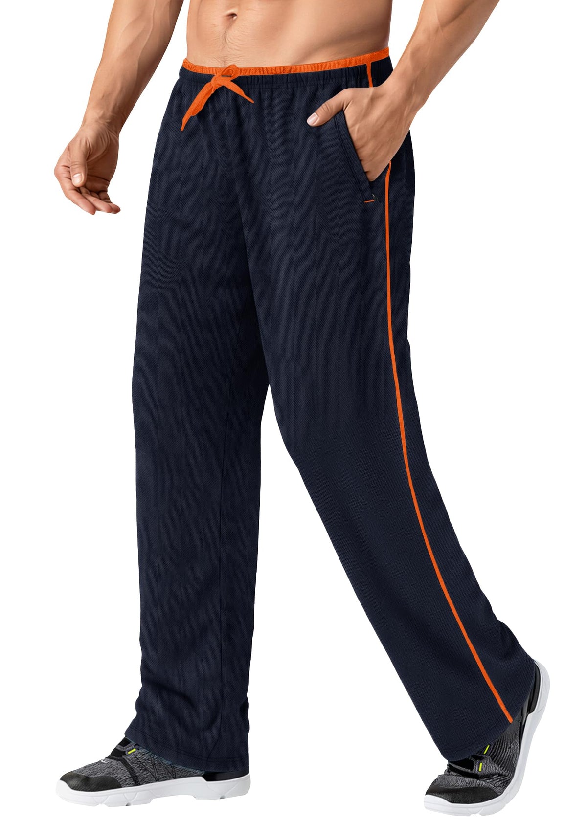 MAGNIVIT Men's Lightweight Sweatpants Loose Open Bottom Mesh Athletic Pant