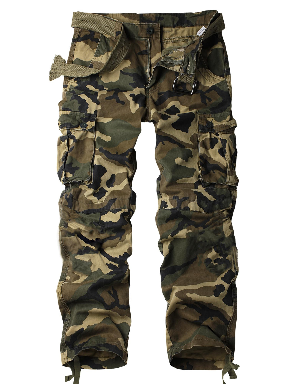 Men's Camo Cargo Work Pants Cotton Tactical Ripstop Casual Combat Pants with 8 Pockets