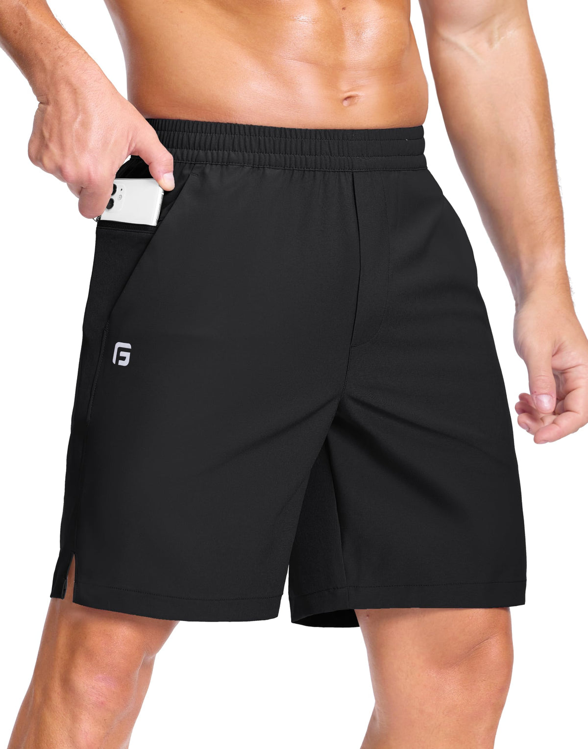 GGJ Men's Lightweight Athletic Shorts with 2 Zipper Pockets 7"/9"/5" Gym Workout Running Quick Dry Tennis Shorts for Men