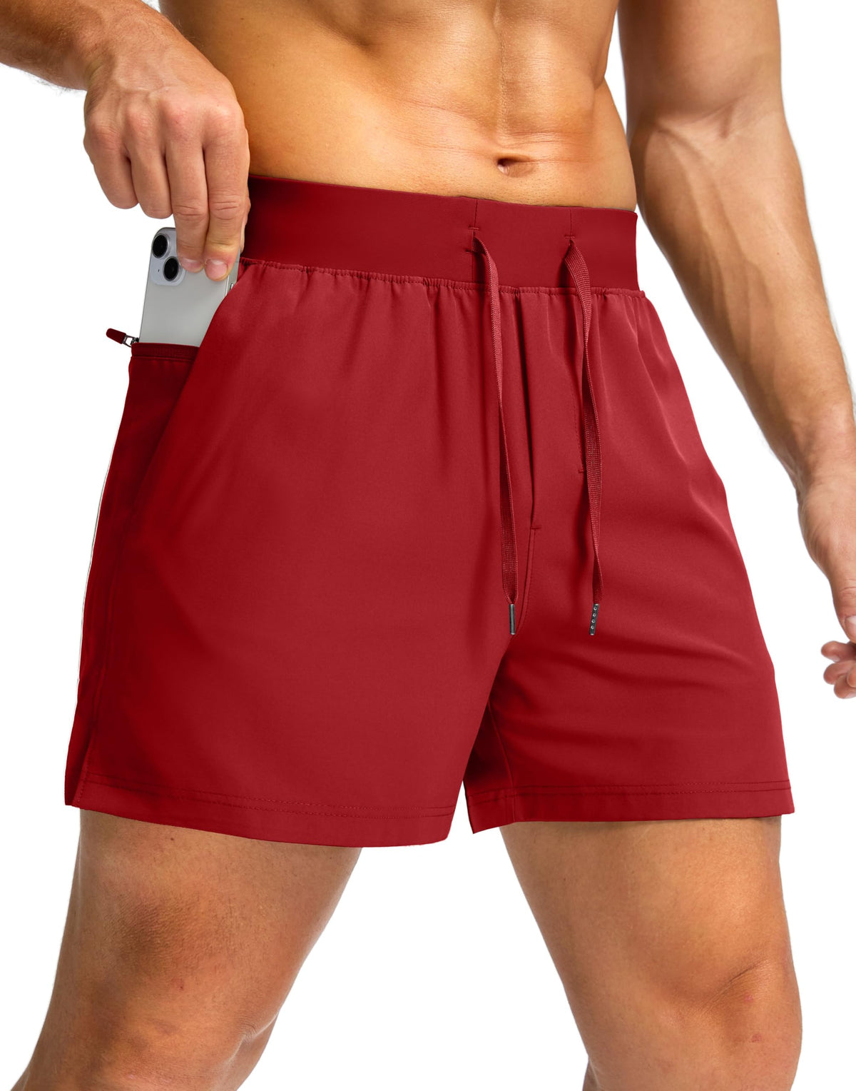 Soothfeel Men's Athletic Running Shorts Zipper Pockets 9"/7"/5 Workout Gym