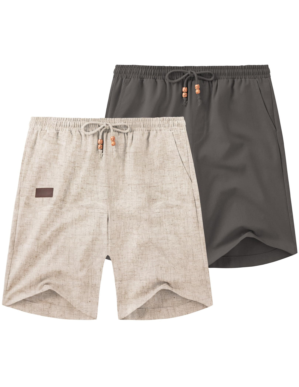 COOFANDY Men Linen Beach Shorts Casual Drawstring Summer Vacation Shorts