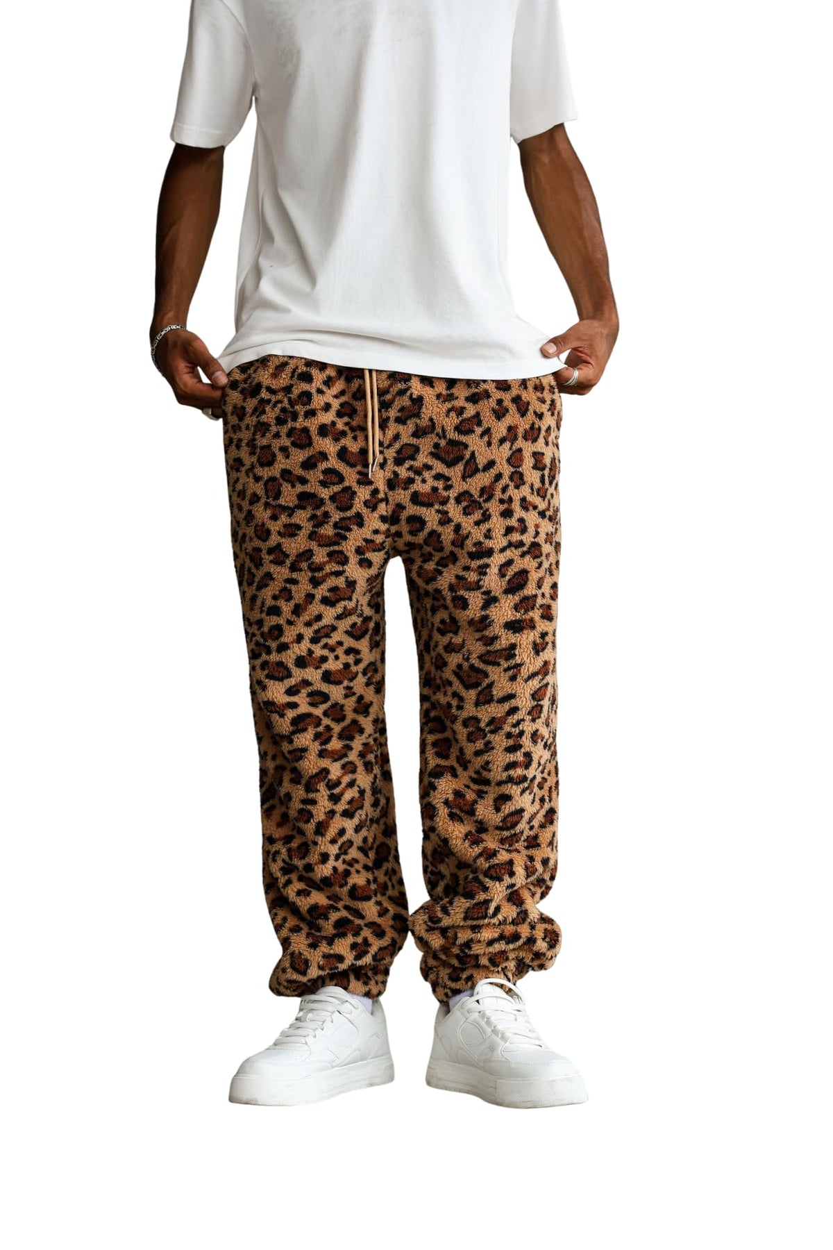 ZAFUL Men Fluffy Teddy Fuzzy Pajama Pants Plush Loungewear Trousers with Pockets