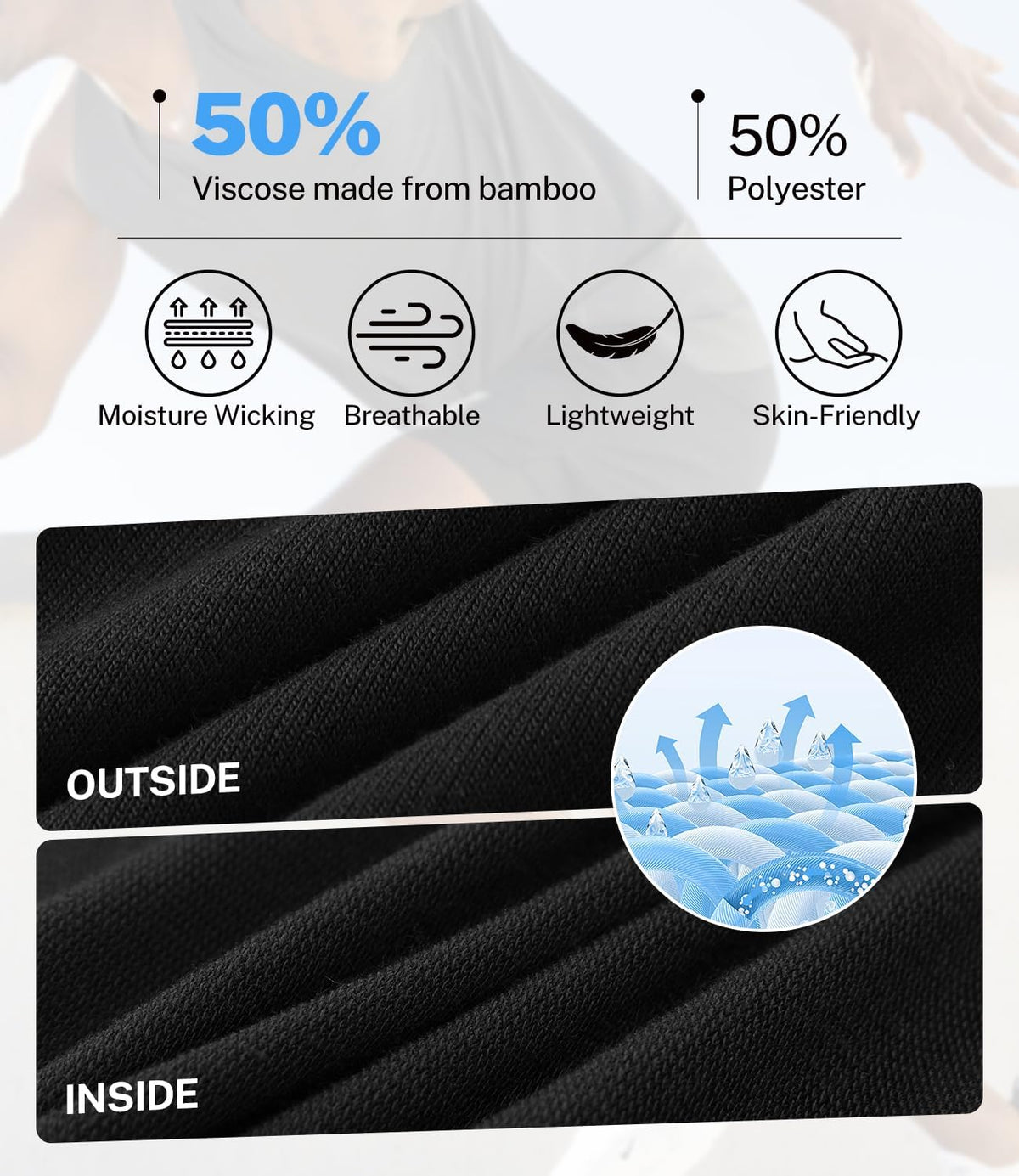 BAMBOO COOL Men's Athletic Shorts, Quick Dry Running Workout with Pockets