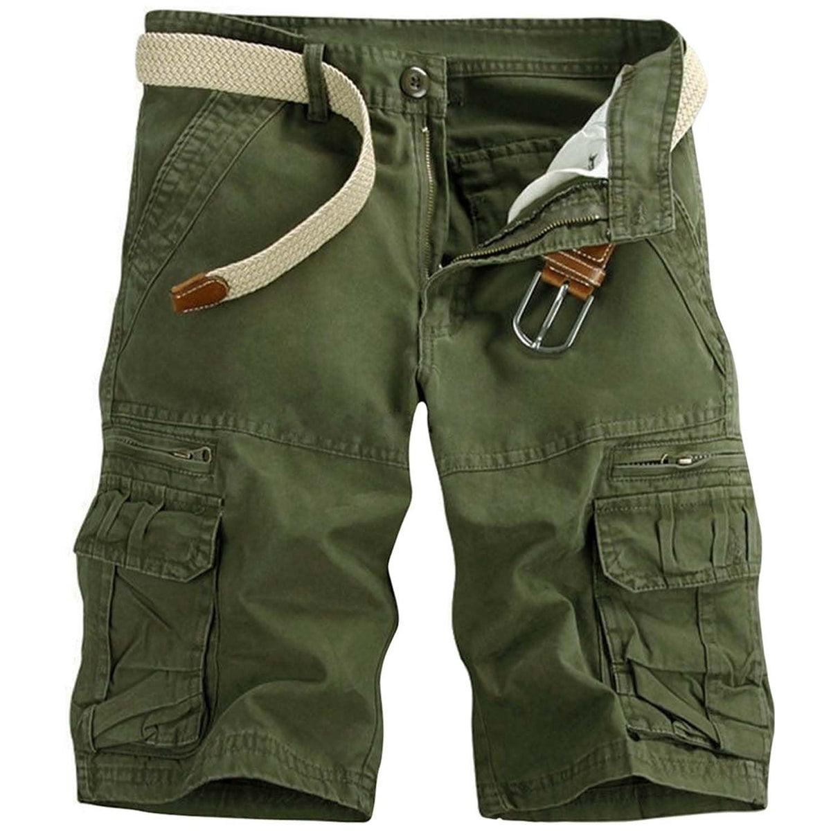GLESTORE Mens Cargo Shorts Cotton Work Casual Shorts for Men Multi Pockets