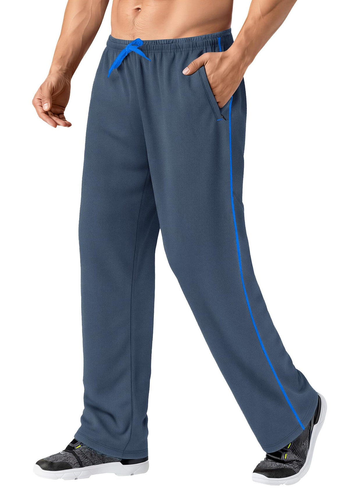 MAGNIVIT Men's Lightweight Sweatpants Loose Open Bottom Mesh Athletic Pant