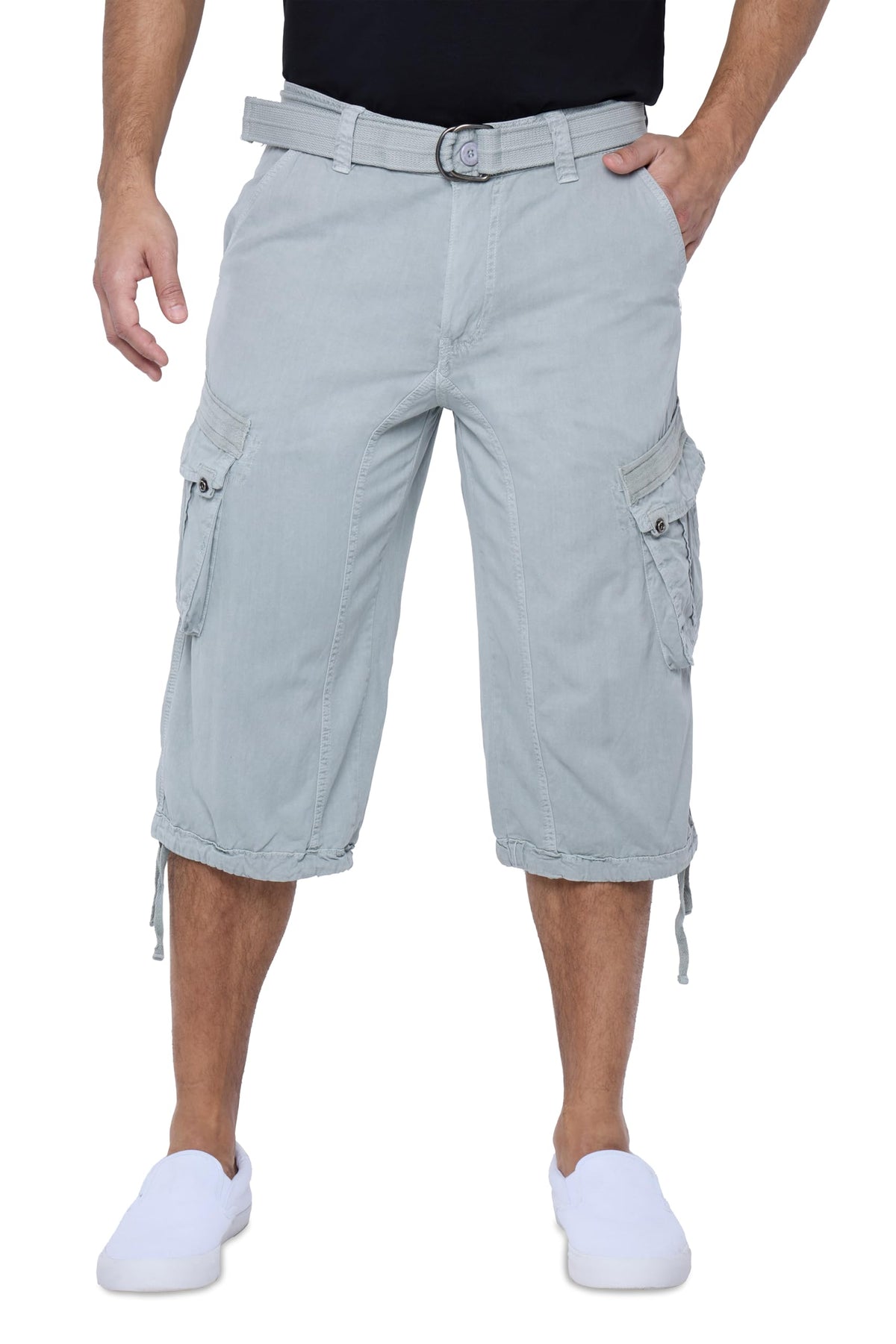 X RAY Men's Belted Long Cargo Shorts for Men, Below Knee Length Mens Cargo Shorts, 3/4 Pants (Big and Tall Shorts for Men)