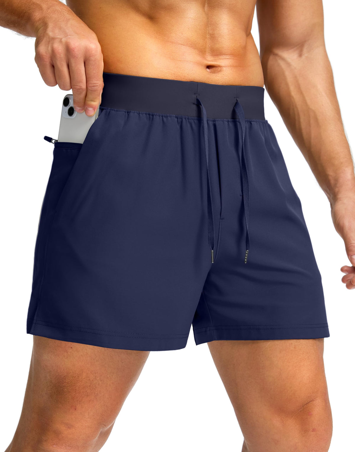 Soothfeel Men's Athletic Running Shorts Zipper Pockets 9"/7"/5 Workout Gym