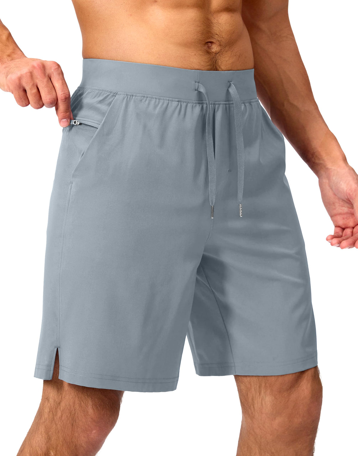 Soothfeel Men's Athletic Running Shorts Zipper Pockets 9"/7"/5 Workout Gym
