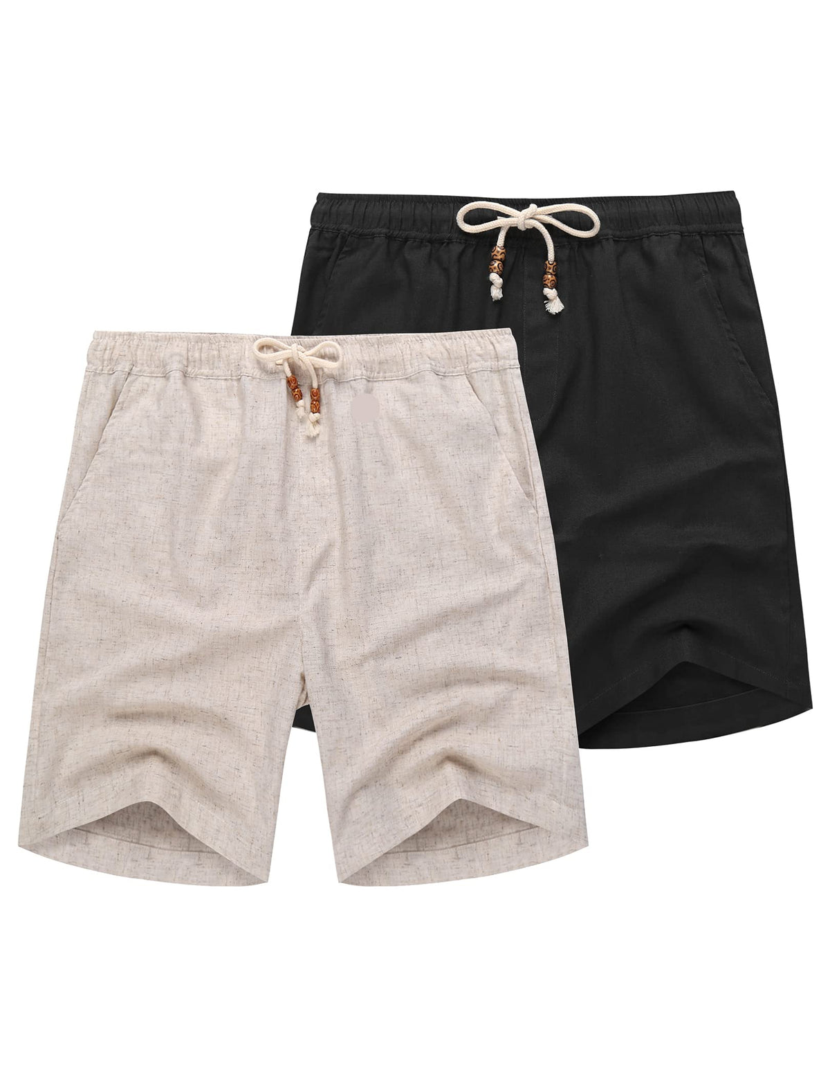 COOFANDY Men's Linen Shorts Casual Summer Beach 9"/ 7" Drawstring Shorts
