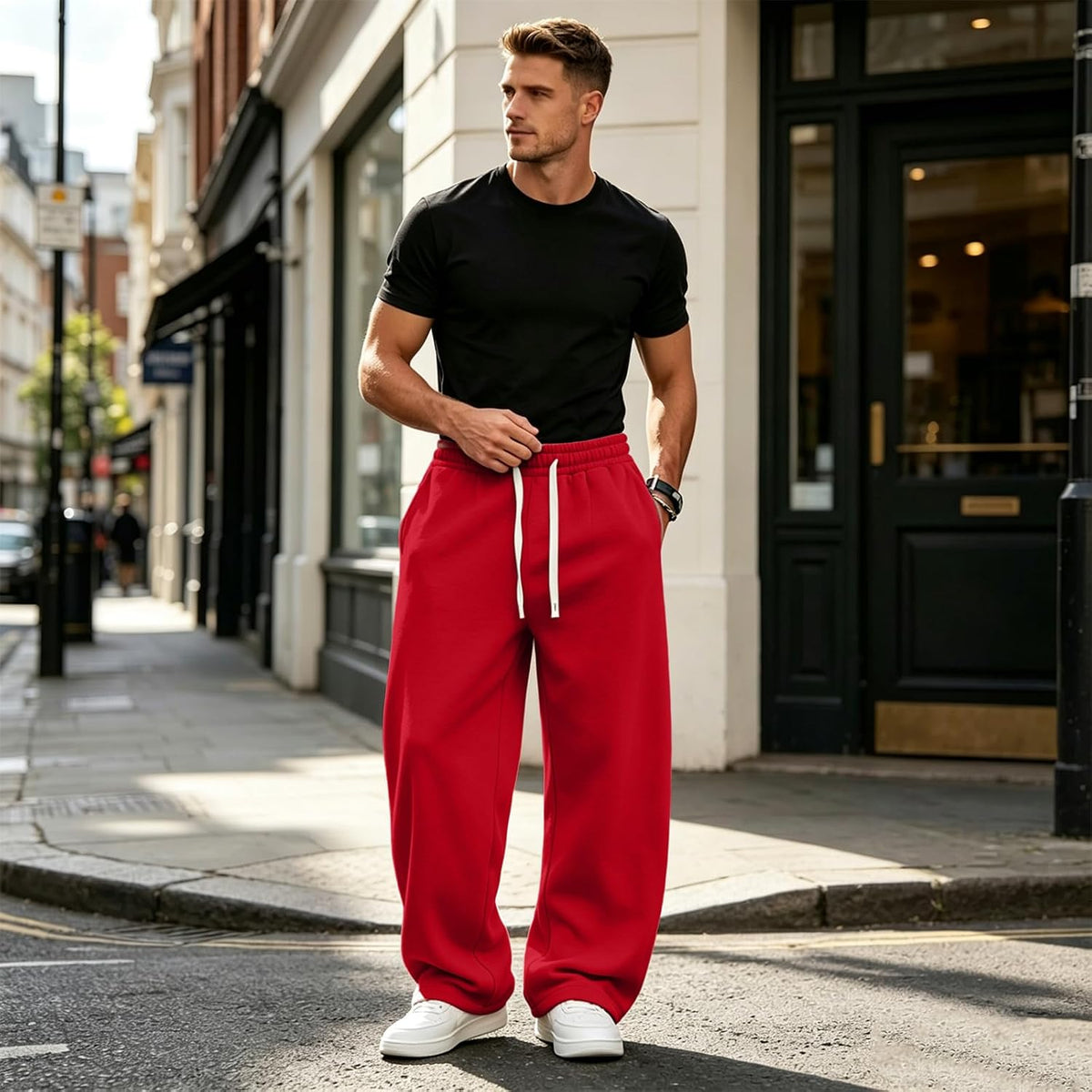Men's Baggy Sweatpants Loose Fit Cool Active Elastic Waist Trousers